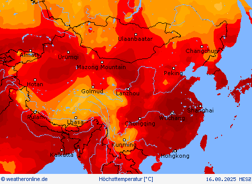 Höchsttemperatur Vorhersagekarten