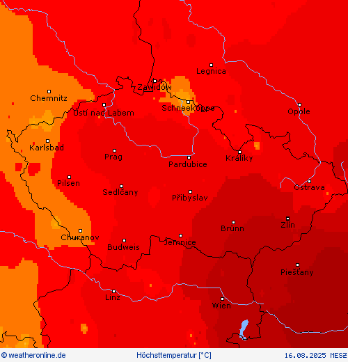Höchsttemperatur Vorhersagekarten