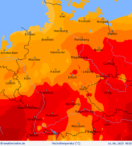 Höchsttemperatur Vorhersagekarten