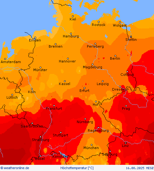 Höchsttemperatur Vorhersagekarten