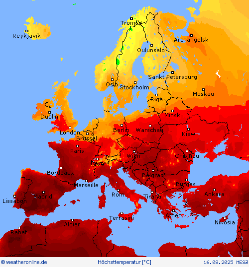 Höchsttemperatur Vorhersagekarten