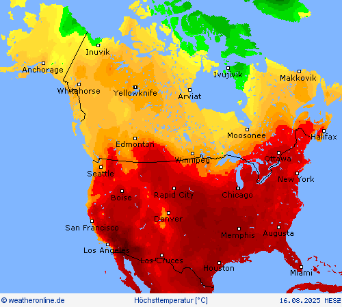 Höchsttemperatur Vorhersagekarten