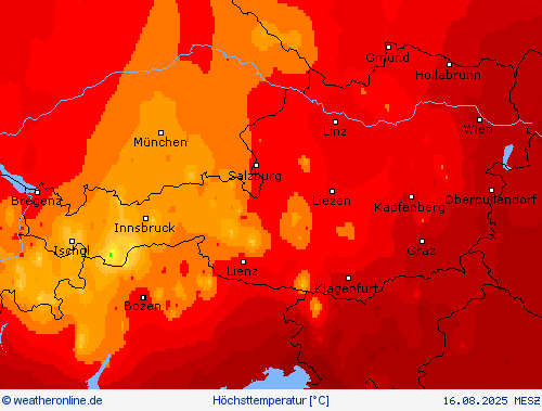 Höchsttemperatur Vorhersagekarten