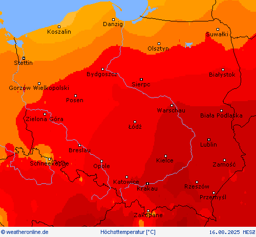 Höchsttemperatur Vorhersagekarten