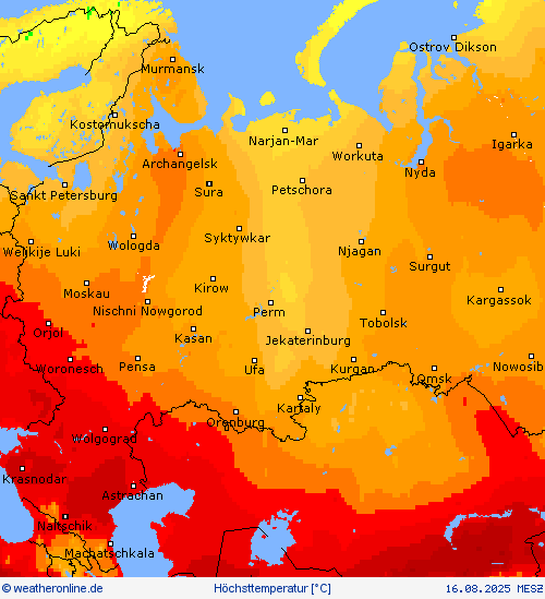 Höchsttemperatur Vorhersagekarten