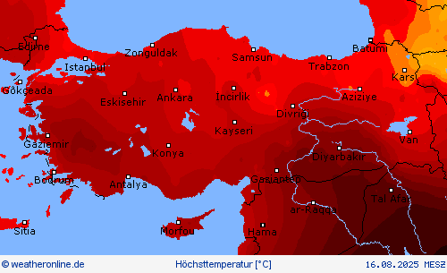 Höchsttemperatur Vorhersagekarten