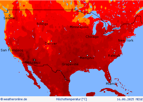 Höchsttemperatur Vorhersagekarten